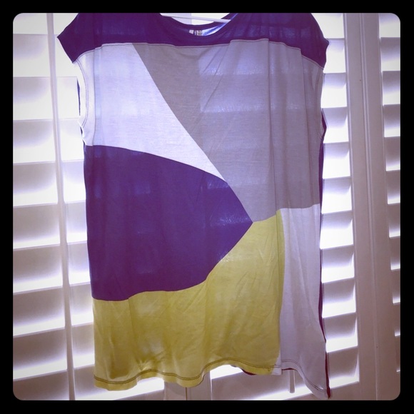 Calvin Klein Jeans Abstract Sheer Blouse. - Picture 1 of 3